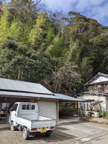 森町　家の裏の支障木伐採